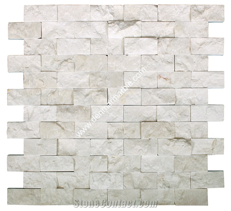 1"X2" Brick Beige Marble Split Face Mosaic
