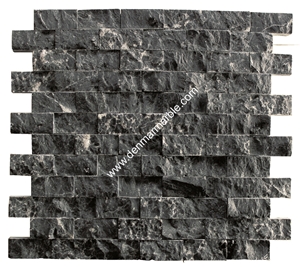 1"X2" Brick Nero Merquina Split Face Mosaic