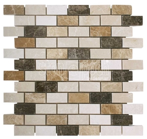1"X2" Brick Spanish Mix Marble Polished Mosaic