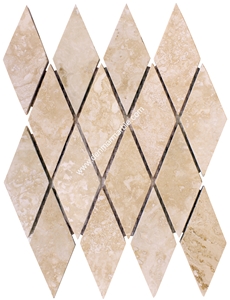 2"Diamond Light Travertine Filled & Honed Mosaic