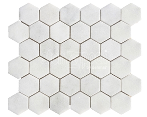 2" Hexagon White Marble Polished Mosaic