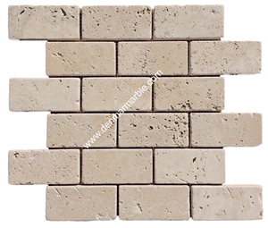 2"X4" Brick Classic Travertine Tumbled Mosaic
