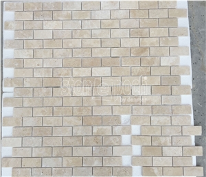 2"X4" Brick Classic Travertine Tumbled Mosaic