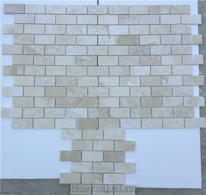 2"X4"Brick Light Travertine Filled&Honed Mosaic
