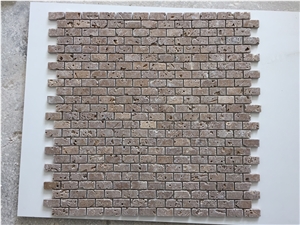 2"X4"Brick Noche Travertine Tumbled Mosaic