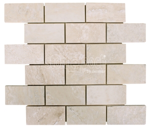 2"X4"Brick White Travertine Filled & Honed Mosaic
