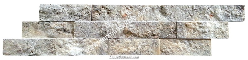 2"X6" Brick Silver Travertine Split Face Mosaic