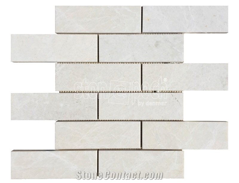 2"X6" Brick White Beige Marble Polished Mosaic