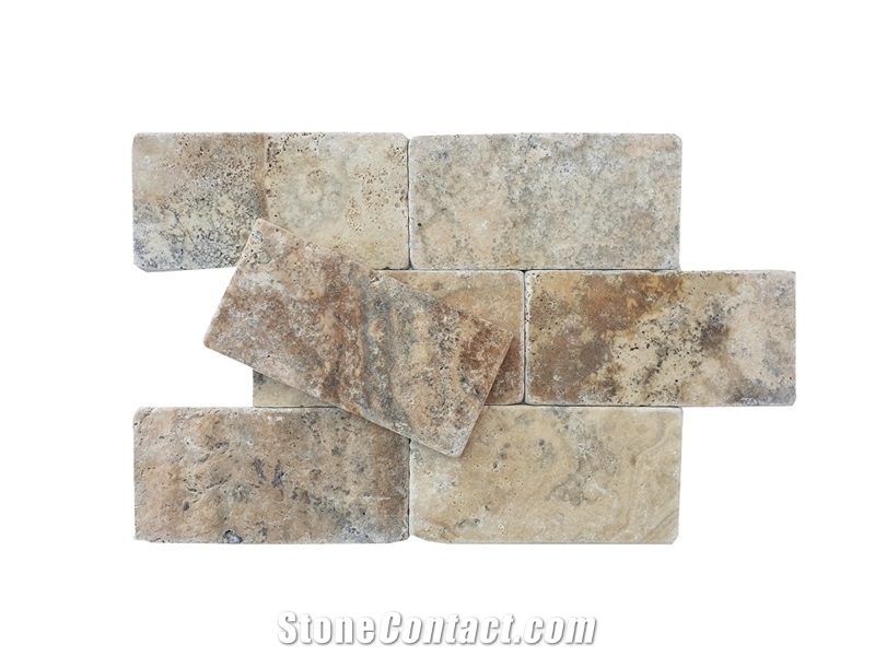 3"X6" Scabos Travertine Tumbled Tile