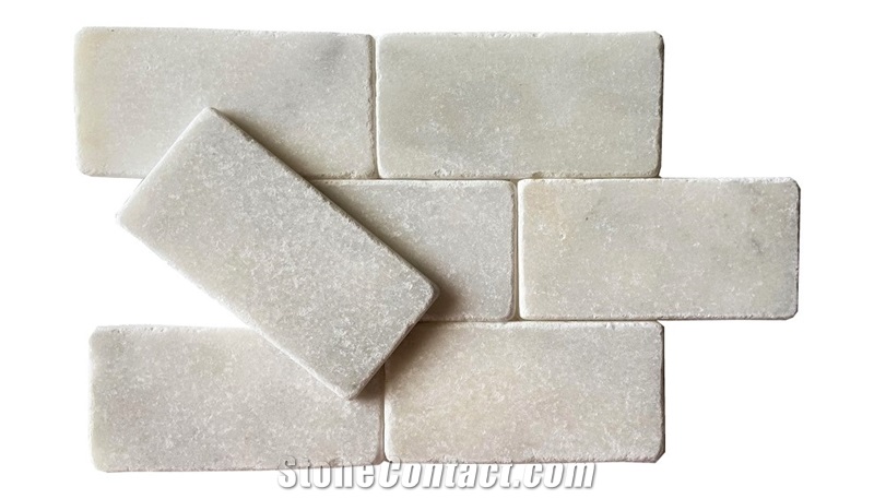 3"X6" White Marble Tumbled Tile