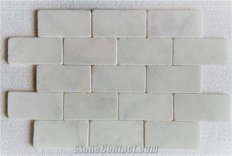 3"X6" White Marble Tumbled Tile