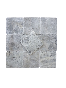 4"X4" Silver Travertine Tumbled Tile