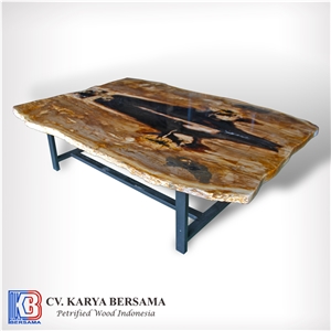 Black Petrified Wood Fossil Stone Dining Tables