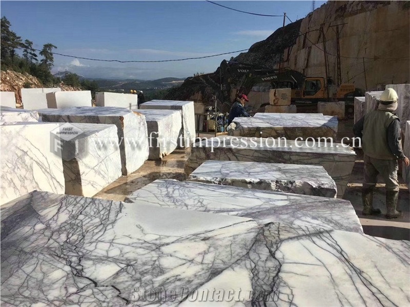 Milas Lilac White Marble Stone Slabs for Walling