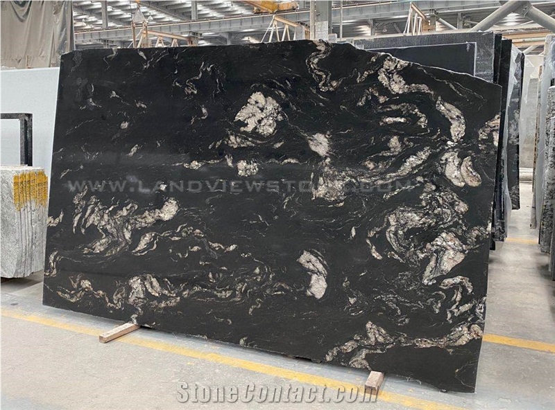 Black Titanium Granite Snow Matrix Slabs
