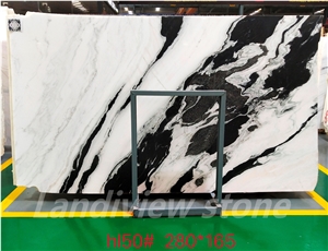 Panda Landscape Paintings Black White Marble Slabs