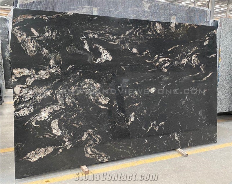 Titanium Black Dolomite Snow Matrix Granite Tiles