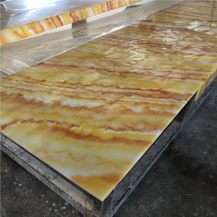 Yellow Faux Alabaster Sheet for House Bar Top