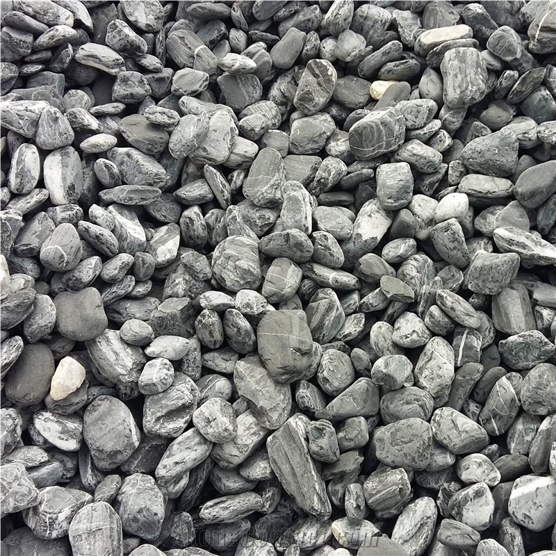 Black Color Pebble Stone for Landscaping Paving