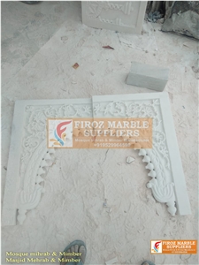 Makrana White Marble Carved Mosque Mihrab Construction