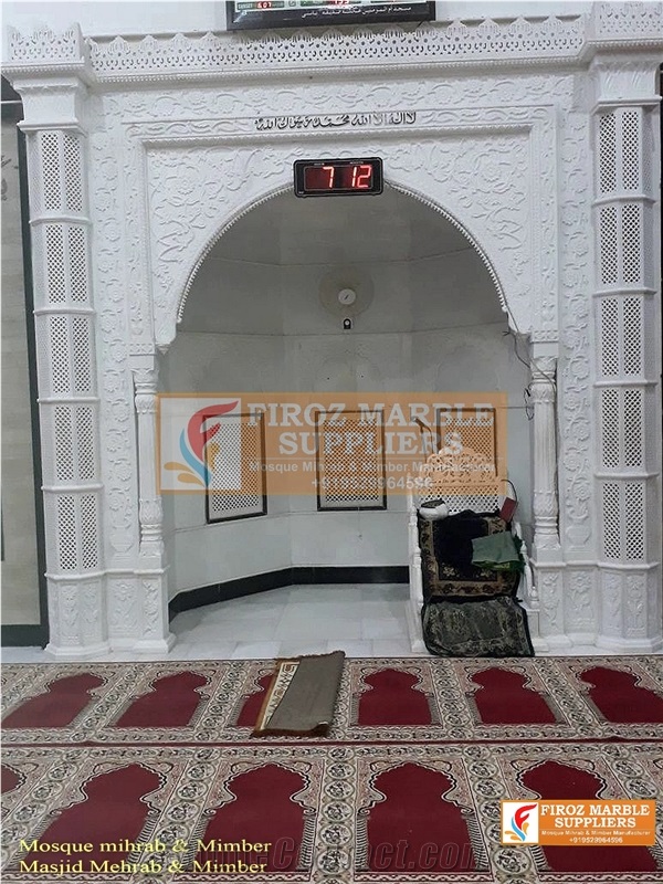 Makrana White Marble Mihrab Designs for Mosque