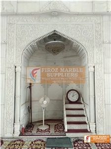Makrana White Marble Mihrab & Mimber for Mosque