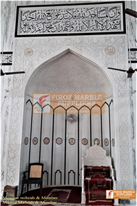 Mosque Mihrab in Makrana White Marble