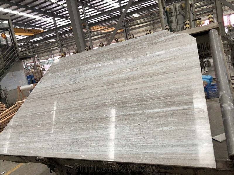 Crystal White Wooden Marble Slab Tiles