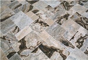 Imperial Blend Silver Travertine Versailles Pattern, Floor Tiles