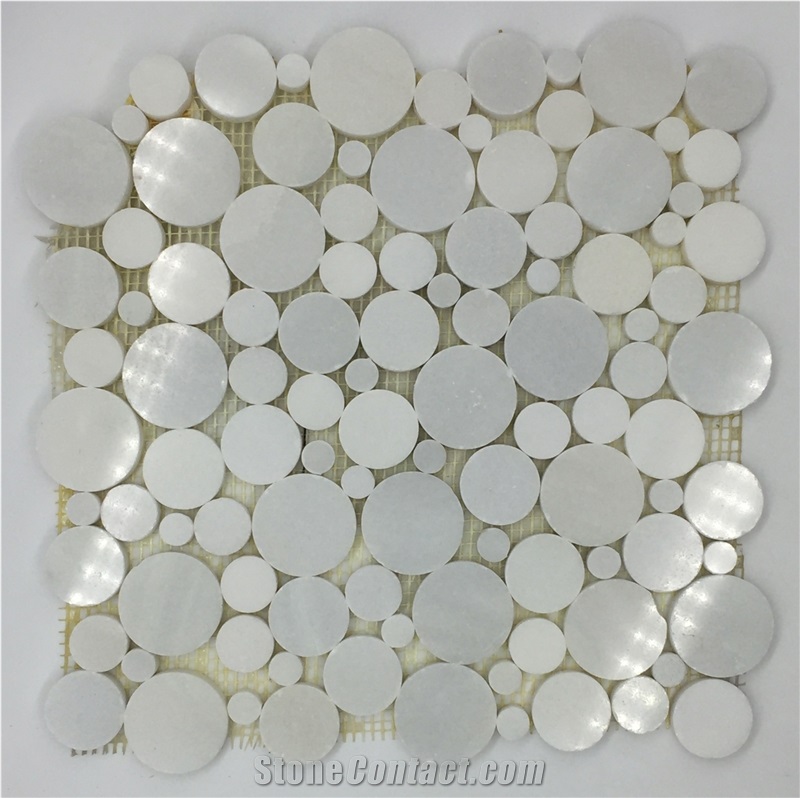 Circle Design White Marble Mosaic