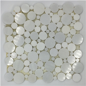 Circle Design White Marble Mosaic