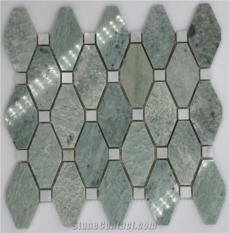 Green Long Hexagon Marble Mosaic