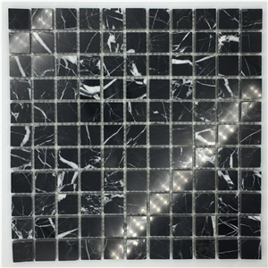 Square Nero Marquina Marble Bathroom Mosaic Tiles