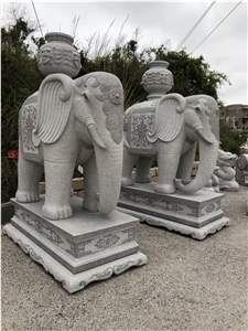 Grey Granite Big Elephant Statue Garden Sculpture