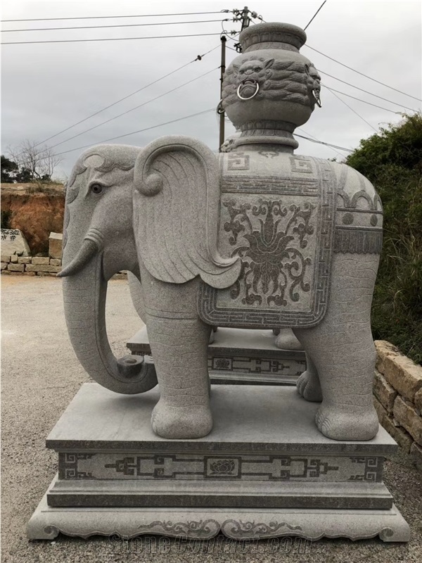 Grey Granite Big Elephant Statue Garden Sculpture