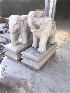Grey Granite Elephant Garden Outdoor Stone Statue