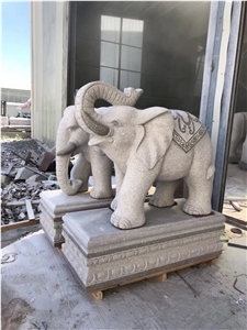 Grey Granite Elephant Garden Outdoor Stone Statue