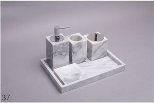 Marble Stone Lotion Bottle Bathroom Gargle Set