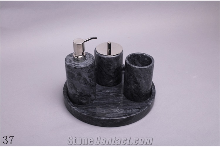 Marble Stone Lotion Bottle Bathroom Gargle Set