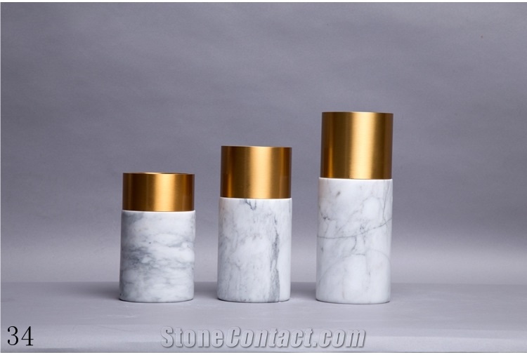 Natural Marble Vase White Stone Pot Interior Decor