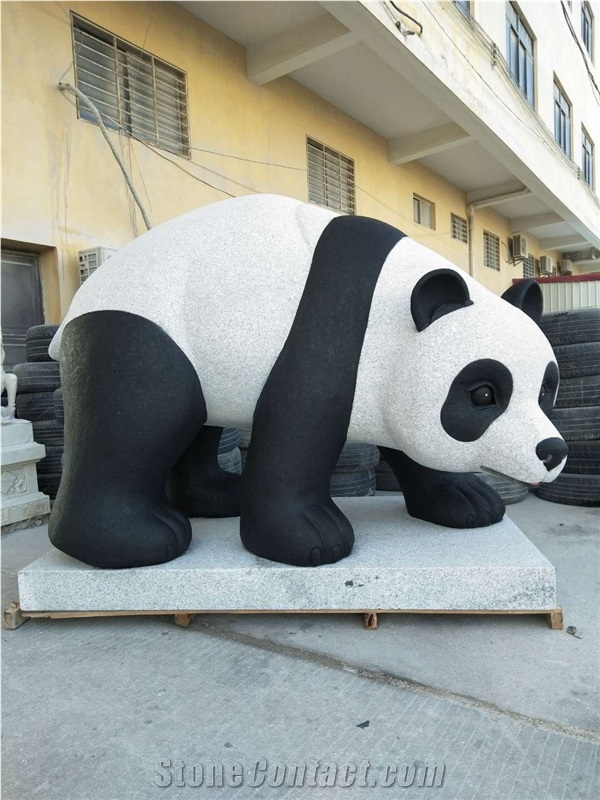 Stone Panda Animal Sculpture Garden Statue