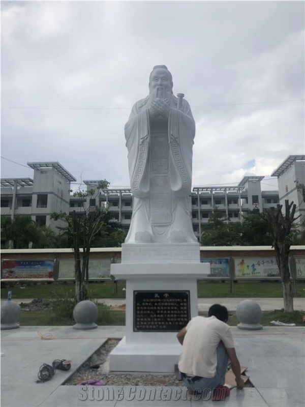 White Marble Carved Confucius Statue