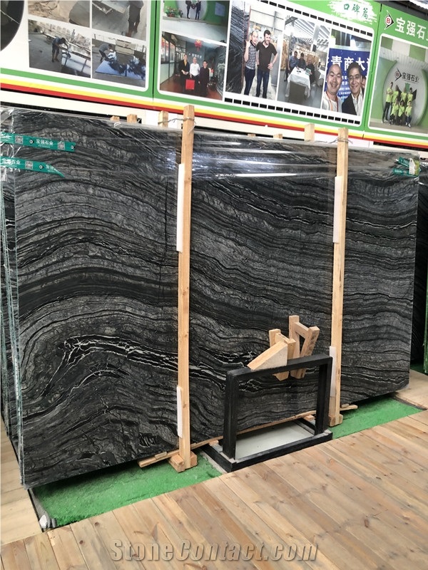 Black Wooden Marble Slabs for Counter Tops