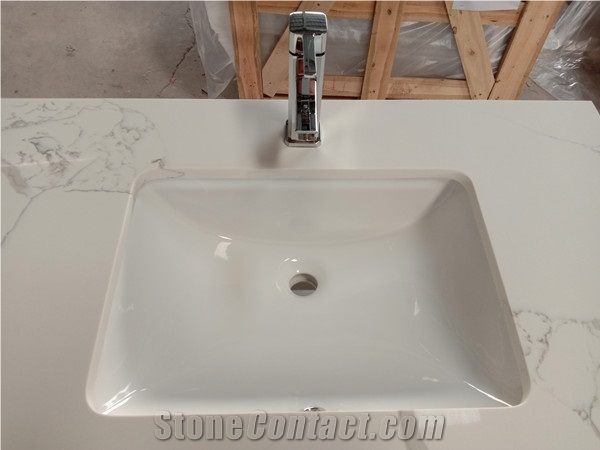 Ivory Quartz Bathroom Counter Vanity Top