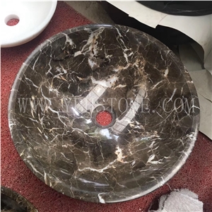 Beige Marble/Polished Round Wash Basin Of Bathroom