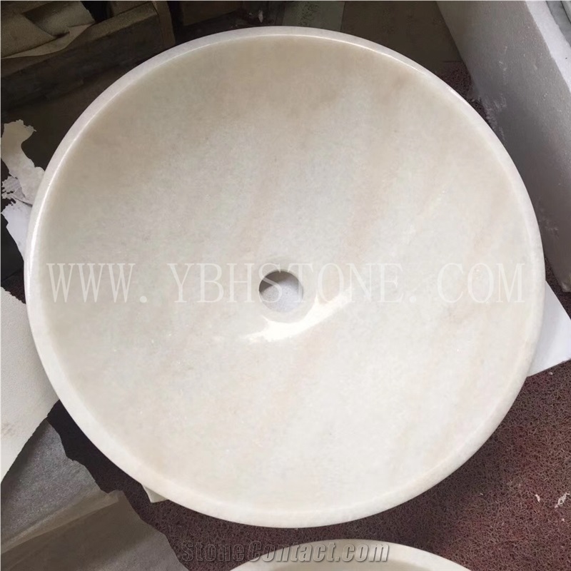 Beige Marble/Polished Round Wash Basin Of Bathroom