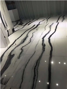 Panda White Black Marble Floor Design