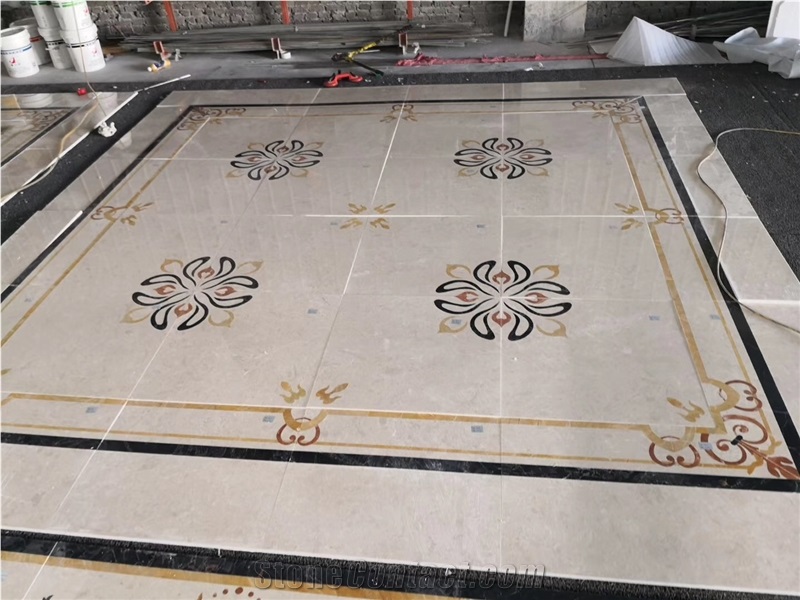 Beige Marble Waterjet Pattern Flooring Use