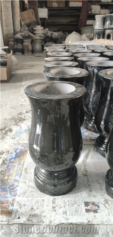 Granite Vase and Lantern for Tombstone