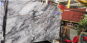Grey Marble with Snow White Vein Marble Slabs